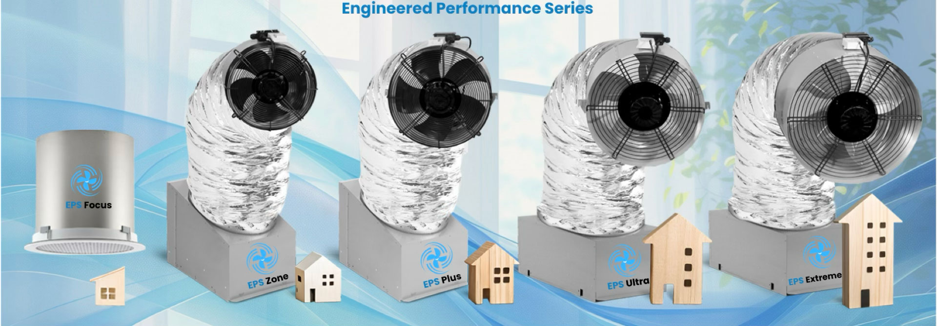 Comparison graphic between whole house fan models